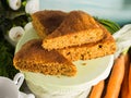 Spiced carrot cake with walnuts and cinnamon