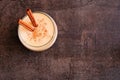 Spiced Christmas eggnog, top down view over dark stone Royalty Free Stock Photo