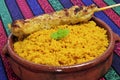 Spiced couscous and chicken skewer