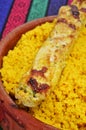 Spiced couscous and chicken skewer