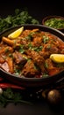 Spiced delight Indian lamb rogan josh mutton gosht, masala infused, served in a focused bowl Royalty Free Stock Photo