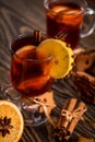 Spiced Homemade Mulled Wine with Orange and Cinnamon Royalty Free Stock Photo