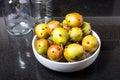 Spiced seckel pears being preserved