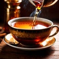 Spiced Tea, fresh brewed spiced tea with spices and masala drink with asian tea leaves