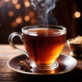 Spiced Tea, fresh brewed spiced tea with spices and masala drink with asian tea leaves