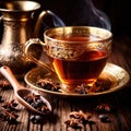 Spiced Tea, fresh brewed spiced tea with spices and masala drink with asian tea leaves Royalty Free Stock Photo