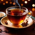 Spiced Tea, fresh brewed spiced tea with spices and masala drink with asian tea leaves