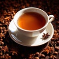 Spiced Tea, fresh brewed spiced tea with spices and masala drink with asian tea leaves