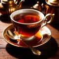 Spiced Tea, fresh brewed spiced tea with spices and masala drink with asian tea leaves