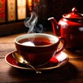 Spiced Tea, fresh brewed spiced tea with spices and masala drink with asian tea leaves Royalty Free Stock Photo