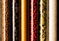 Spices in beakers close-up Royalty Free Stock Photo