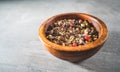 Spices in bowl. Mixed or various dried grains for food cooking