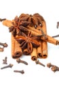 Cinnamon sticks with star anise and cloves.