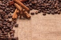 Spices and coffee beans on the table