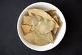 spices for cooking - dried bay leaf close-up