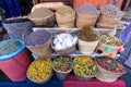 Spices for cooking and tea. Street market in Marrakech or Fes, Morocco, Africa. Moroccan cuisine Moroccan traditional market Royalty Free Stock Photo