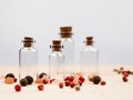 Spices and empty, small glass bottles Royalty Free Stock Photo