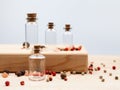 Spices and empty, small glass bottles Royalty Free Stock Photo