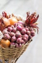 Spices, garlic onions and red onions