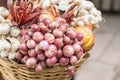 Spices, garlic onions and red onions