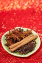 Spices - Gloves, Anis star, Cinnamon sticks Royalty Free Stock Photo