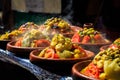 Spices and herbs being sold on street stal at Morocco market