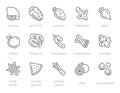 Spices, herbs, fruits, vegetables outline vector icon set Royalty Free Stock Photo