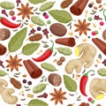 Spices and herbs icons background pattern