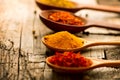 Spices and herbs over wooden background Royalty Free Stock Photo