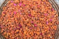 Spices and herbs on street stal at Morocco traditional market.