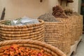 Spices and herbs on street stal at Morocco traditional market.