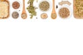 Spices and herbs on white background. top view Royalty Free Stock Photo