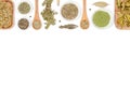 Spices and herbs on white background. top view Royalty Free Stock Photo