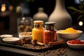 Spices at Hotel Breakfast Buffet, Salt and Pepper