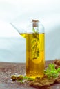 Spices kitchen olive oil bottle herbs Royalty Free Stock Photo