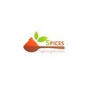 Spices logo concept design. Food vector illustration. Healthy simple logotype. Wooden spoon with spice Royalty Free Stock Photo