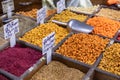 Spices on the market in Amman downtown, Jordan. Choice of Arabic spices on the Middle East bazaar