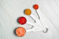 Spices in measuring spoons Royalty Free Stock Photo