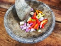 Spices on a mortar and pestle