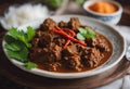 spices Padang It Stew made beef Rendang focus food herbs Delicious spicy Selective Beef traditional Indonesian Royalty Free Stock Photo