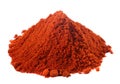 Spices - pile of red paprika over white