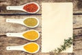 Spices recipe background.