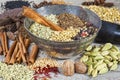 Spices on a Rustic Board