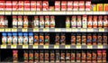 Spices and seasoning products in supermarket