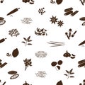 Spices and seasonings icons seamless pattern