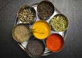 Spices In Stainless-steel Bowls