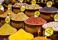 Spices, teas at the bazaar Royalty Free Stock Photo