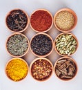 Spices to give your food that extra oomph. an assortment of spices. Royalty Free Stock Photo