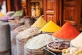 Spices on a traditional Moroccan market. Selective Focus