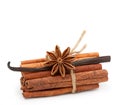 Spices: vanilla, star anise, cinnamon sticks Royalty Free Stock Photo